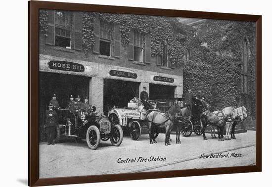 New Bedford, Massachusetts - Central Fire Station Exterior View-Lantern Press-Framed Art Print