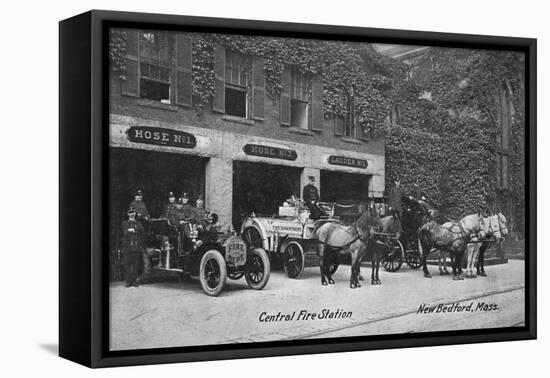 New Bedford, Massachusetts - Central Fire Station Exterior View-Lantern Press-Framed Stretched Canvas