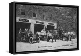 New Bedford, Massachusetts - Central Fire Station Exterior View-Lantern Press-Framed Stretched Canvas