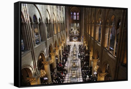 New Bells Temporarily Displayed in the Nave of Notre Dame Cathedral, Paris, France, Europe-Godong-Framed Stretched Canvas