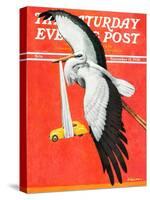 "New Born Automobile," Saturday Evening Post Cover, November 12, 1938-John E. Sheridan-Stretched Canvas