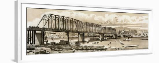 New Bridge Across the Willamette River at Portland, Oregon, 1880s-null-Framed Giclee Print