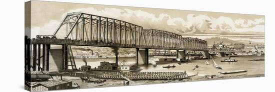 New Bridge Across the Willamette River at Portland, Oregon, 1880s-null-Stretched Canvas