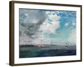 New Brighton from the Mersey, 1907 (Oil on Panel)-James Hamilton Hay-Framed Giclee Print
