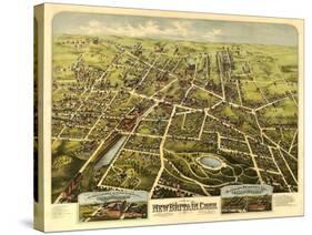 New Britain, Connecticut - Panoramic Map-Lantern Press-Stretched Canvas