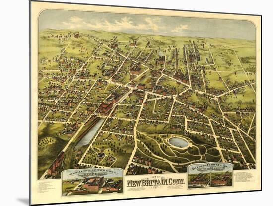 New Britain, Connecticut - Panoramic Map-Lantern Press-Mounted Art Print