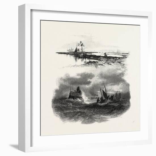 New Brunswick, Beacon Light, St. John, at Low and High Tide, Canada, Nineteenth Century-null-Framed Giclee Print