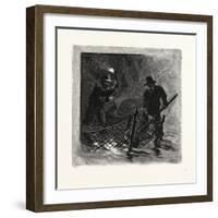 New Brunswick, Emptying Salmon Nets by Torchlight, Canada, Nineteenth Century-null-Framed Giclee Print