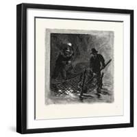 New Brunswick, Emptying Salmon Nets by Torchlight, Canada, Nineteenth Century-null-Framed Giclee Print