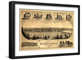 New Brunswick, New Jersey - Panoramic Map-Lantern Press-Framed Art Print