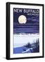 New Buffalo, Michigan - Full Moon Night Scene-Lantern Press-Framed Art Print
