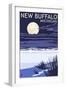 New Buffalo, Michigan - Full Moon Night Scene-Lantern Press-Framed Art Print