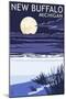 New Buffalo, Michigan - Full Moon Night Scene-Lantern Press-Mounted Art Print