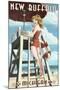 New Buffalo, Michigan - Lifeguard Pinup-Lantern Press-Mounted Art Print