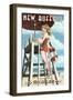 New Buffalo, Michigan - Lifeguard Pinup-Lantern Press-Framed Art Print