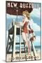 New Buffalo, Michigan - Lifeguard Pinup-Lantern Press-Mounted Art Print