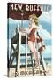 New Buffalo, Michigan - Lifeguard Pinup-Lantern Press-Stretched Canvas