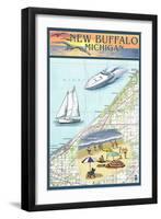 New Buffalo, Michigan - Nautical Chart-Lantern Press-Framed Art Print