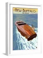 New Buffalo, Michigan - Wooden Boat-Lantern Press-Framed Art Print