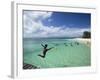 New Caledonia, Amedee Islet, Polynesian Kids Playing on Amedee Islet Beach-Walter Bibikow-Framed Photographic Print