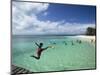 New Caledonia, Amedee Islet, Polynesian Kids Playing on Amedee Islet Beach-Walter Bibikow-Mounted Photographic Print