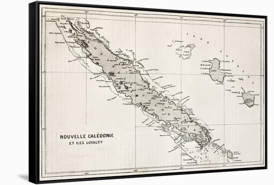 New Caledonia And Loyalty Island Old Map-marzolino-Framed Stretched Canvas