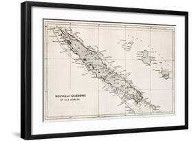 New Caledonia And Loyalty Island Old Map-marzolino-Framed Art Print