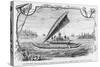 New Caledonia, Pirogue of the Isle of Pines, after a Pen and Ink Drawing of a Deportee,…-null-Stretched Canvas