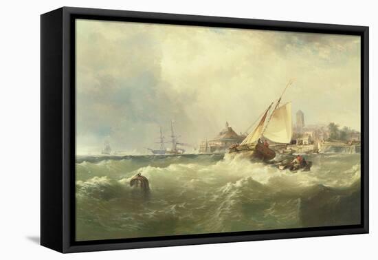 New Castle on the Delaware, 1857-Edward Moran-Framed Stretched Canvas