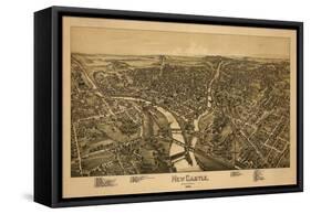 New Castle, Pennsylvania - Panoramic Map-Lantern Press-Framed Stretched Canvas
