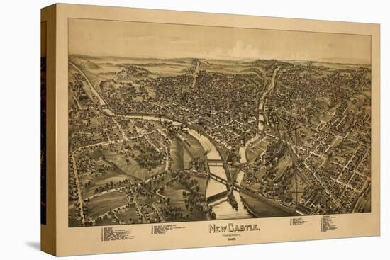 New Castle, Pennsylvania - Panoramic Map-Lantern Press-Stretched Canvas