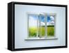 New Closed Plastic Glass Window Frame Isolated on the White Background-Volokhatiuk-Framed Stretched Canvas