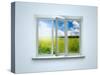 New Closed Plastic Glass Window Frame Isolated on the White Background-Volokhatiuk-Stretched Canvas