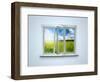 New Closed Plastic Glass Window Frame Isolated on the White Background-Volokhatiuk-Framed Photographic Print