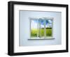 New Closed Plastic Glass Window Frame Isolated on the White Background-Volokhatiuk-Framed Photographic Print