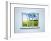 New Closed Plastic Glass Window Frame Isolated on the White Background-Volokhatiuk-Framed Photographic Print