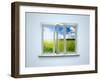 New Closed Plastic Glass Window Frame Isolated on the White Background-Volokhatiuk-Framed Photographic Print