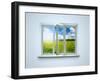 New Closed Plastic Glass Window Frame Isolated on the White Background-Volokhatiuk-Framed Photographic Print