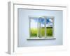 New Closed Plastic Glass Window Frame Isolated on the White Background-Volokhatiuk-Framed Photographic Print