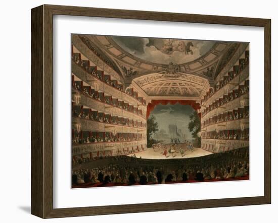 New Covent Garden Theatre from Ackermann's "Microcosm of London"-Thomas Rowlandson-Framed Giclee Print