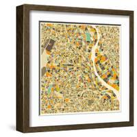 New Delhi Map-Jazzberry Blue-Framed Art Print