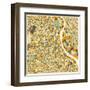 New Delhi Map-Jazzberry Blue-Framed Art Print