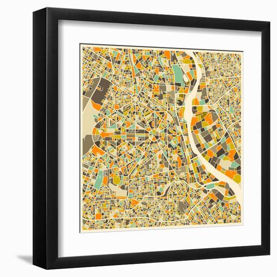 New Delhi Map-Jazzberry Blue-Framed Art Print