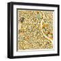 New Delhi Map-Jazzberry Blue-Framed Art Print