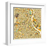 New Delhi Map-Jazzberry Blue-Framed Art Print