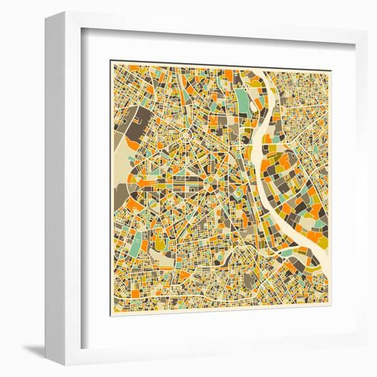 New Delhi Map-Jazzberry Blue-Framed Art Print