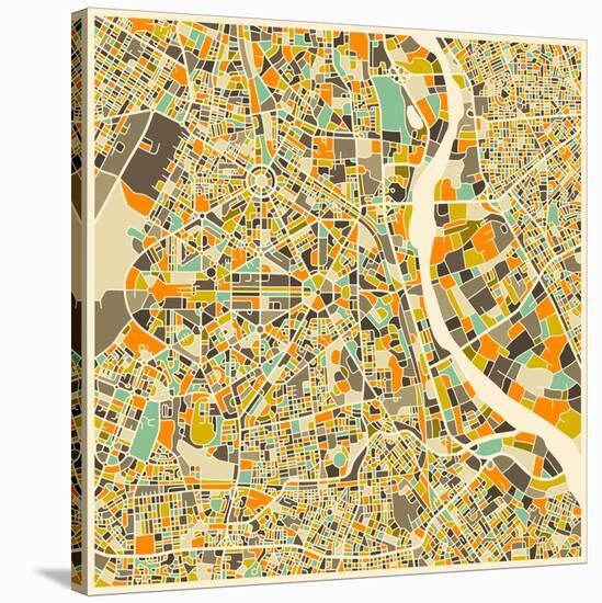 New Delhi Map-Jazzberry Blue-Stretched Canvas