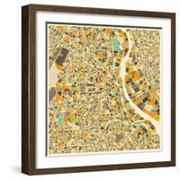 New Delhi Map-Jazzberry Blue-Framed Art Print