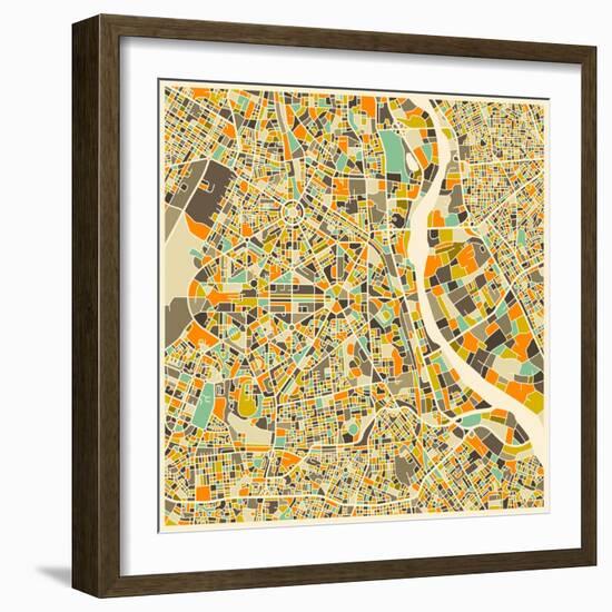 New Delhi Map-Jazzberry Blue-Framed Art Print