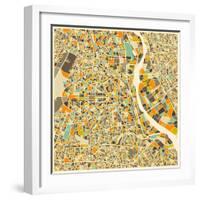 New Delhi Map-Jazzberry Blue-Framed Art Print